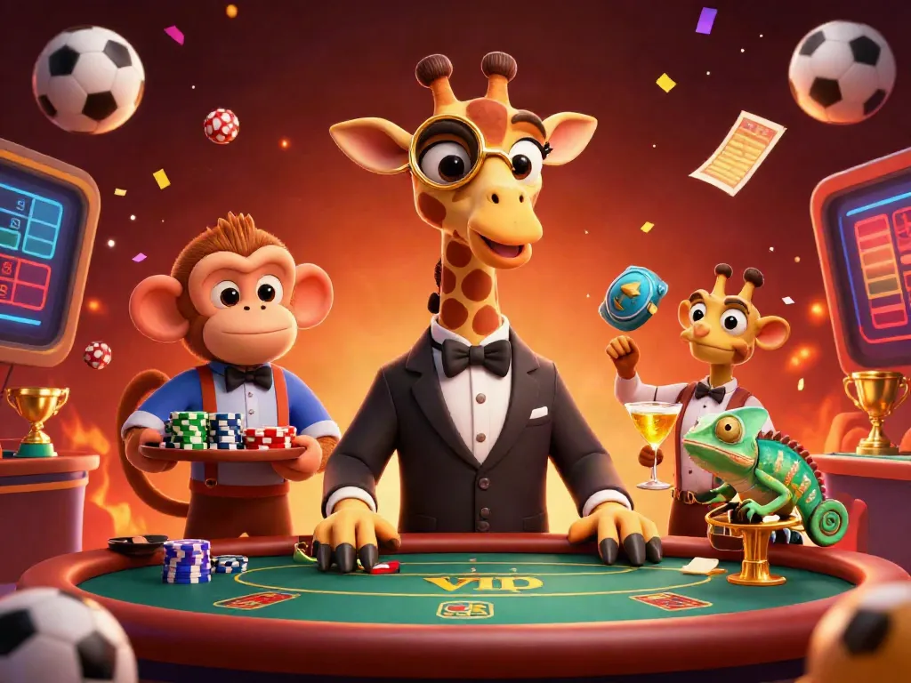 Experience xem bóng đá cakhiatv with the engaging giraffe high-roller at a vibrant betting scene.