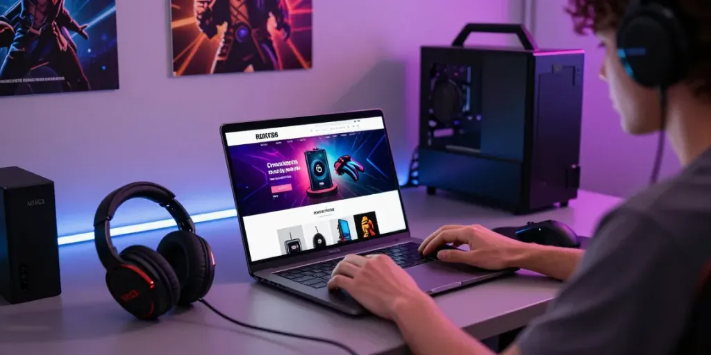 Engaged user at rokok88 login interface in a modern gaming setup.