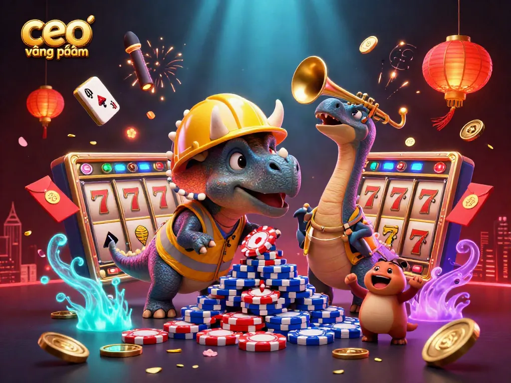 Play and win big at Go88 with ceo vương phạm’s vibrant gaming scene featuring poker chips and colorful decorations.