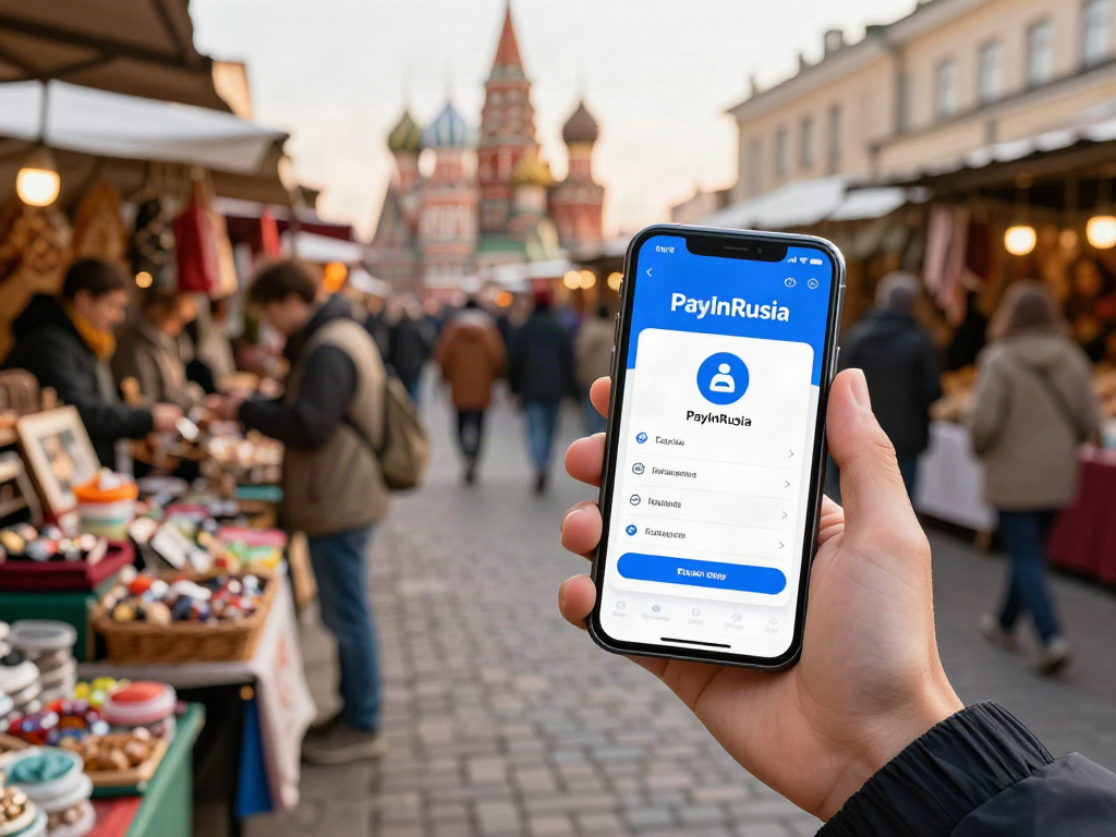 Usando https://payinrussia.com/ para pagos en un mercado en Rusia durante la puesta de sol